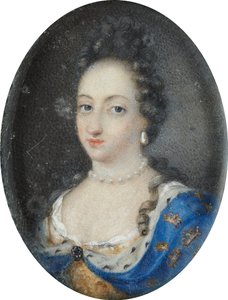 瑞典长老乌尔里卡·埃利奥诺拉女王的缩影，约1680年（羊皮纸上的水粉画） 作者 Unknown artist