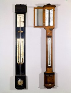 19 世纪水银气压计模型。 作者 未知艺术家