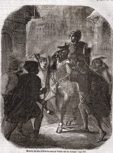 奥尔良公爵瓦卢斯一世（1372-1407）在老庙街被让-桑普尔谋杀--载于L.-P.的《法国历史》。安凯尔 作者 未知艺术家