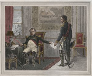 拿破仑签署退位声明 1814年--拿破仑-波拿巴（1769-1821）在枫丹白露第一次退位期间，于1814年4月签署了退位声明。"Les Fastes populaires, ou Histoire des actes heroiques du peuple et de son influence sur les sciences, le 作者 未知艺术家