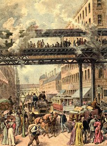 纽约街。1890 年《地球上的民族》。 作者 未知艺术家