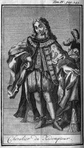 骑士勋章。17世纪曼图亚（Mantova）公国的救世主或耶稣的宝血骑士。在 "军事命令或骑士的历史，安全和常规的男女民兵，这已经建立了这么fa 作者 未知艺术家