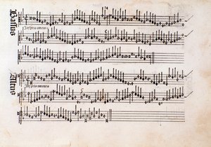 Ottaviano Petrucci (1501) 和声音乐 Odhecaton 的乐谱页面 作者 未知艺术家
