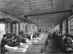Paper making in the 19th century. 作者 未知艺术家