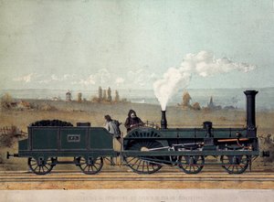 Passenger locomotive and coal wagon of the Strasbourg Railway (Crampton system) 作者 未知艺术家