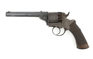 打击乐侧锤左轮手枪，可能为 0.38 英寸口径，c.1860s（左轮手枪，打击乐，侧锤） 作者 Unknown artist