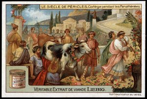 伯里克利世纪（公元前 495-429 年）：泛神教时期的护卫队 - Liebig chromolithography 作者 未知艺术家