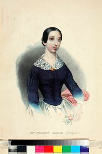 "歌手兼作曲家宝琳-维阿多（1821-1910 年）的肖像）1840 年无名水彩画 尺寸 44,5x31,5 厘米 I 屠格涅夫纪念博物馆，莫斯科 作者 未知艺术家