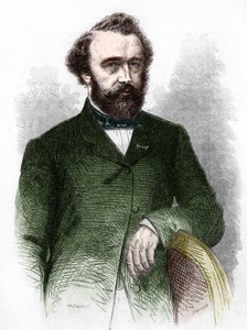 萨克斯风的发明者阿道夫（Adolph）-萨克斯（1814-1894）的肖像。 作者 未知艺术家