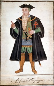 阿尔布克尔克（1453 - 1515）的阿方索（阿方索或阿丰索）肖像。佩德罗-瓦雷托-德-雷森达的手稿。16世纪。 作者 未知艺术家