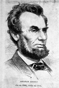美国总统亚伯拉罕·林肯 (1809 - 1865) 的肖像。 作者 未知艺术家