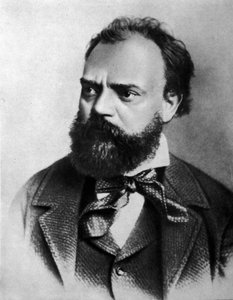 捷克作曲家安东 (Antonin) Dvorak (1841 - 1904) 的肖像。 作者 未知艺术家