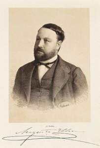 西班牙政治家奥古斯托·乌洛亚 (1823-1879) 的肖像。 雕刻马德里，国家图书馆。 作者 未知艺术家