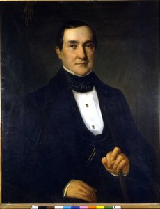 Bartolomeo Merelli (1793-1879) 的肖像，斯卡拉歌剧院首任院长。 19 世纪的匿名绘画。 作者 未知艺术家