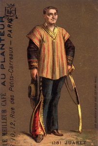 墨西哥政治家贝尼托华雷斯 (1806-1872) 的肖像。 作者 未知艺术家