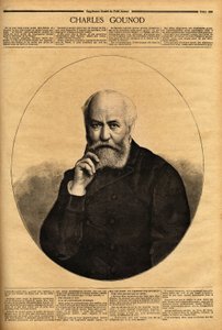 查尔斯-古诺（1818-1893）的肖像，法国作曲家，因其歌剧（1859年的《浮士德》和1867年的《罗密欧与朱丽叶》）而闻名，他还为阿尔弗雷德-德-穆塞（1810-1857）和维克多-雨果（1802-1885）的诗歌创作了交响乐和许多旋律。创作 作者 未知艺术家