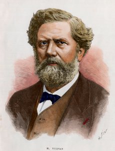 法国医生和生理学家埃德姆-费利克斯-阿尔弗雷德-弗尔皮安（1826-1887）的肖像。19世纪的雕版画。私人收藏。 作者 未知艺术家