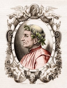意大利诗人弗朗西斯科-彼得拉卡（Petrarca）（1304-1374）的肖像。 作者 未知艺术家