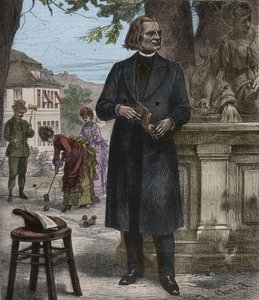 匈牙利作曲家、钢琴家和指挥家弗朗兹-李斯特（1811-1886）的肖像（弗朗兹-李斯特，匈牙利作曲家、钢琴家和指挥家）在《大众音乐》杰出周报上的雕刻 - 1882年 作者 未知艺术家