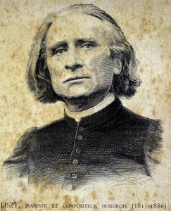 匈牙利钢琴家和作曲家弗朗兹-李斯特（1811年-1886年）的肖像--载于《当代人》，约19世纪末。 作者 未知艺术家