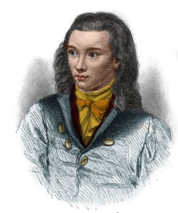弗里德里希-冯-哈登贝格，dit Novalis（1772-1801）的肖像，浪漫主义运动的德国诗人。 作者 未知艺术家