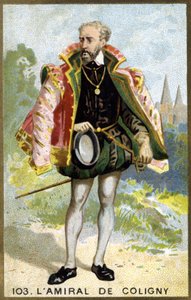 Gaspard de Châtillon，Sire de Coligny（1519 - 1572），法国海军上将的肖像。19世纪的彩色石版画。 作者 未知艺术家
