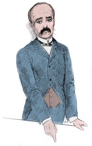 乔治-本杰明-克莱蒙梭（Georges Benjamin Clemenceau，1841-1929）在讨论北部和法国问题时的法国政治家肖像。在 "世界插图 "中的雕刻作品 作者 未知艺术家