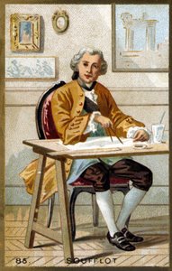 杰曼-苏弗洛（1713 - 1780）的肖像，法国建筑师。19世纪末的彩色石版画。 作者 未知艺术家