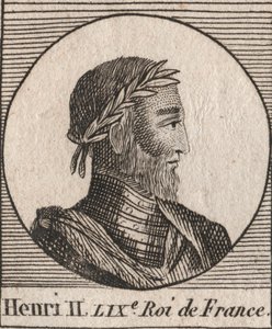 亨利二世（1519-1559）法国国王的肖像 - 亨利二世（1519-59），法国国王 - 雕刻自查尔斯-康斯坦丁-勒泰利耶的《法国历史教学》，1821年 作者 未知艺术家