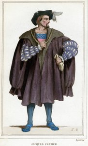 雅克·卡地亚 (Jacques Cartier) 的肖像 (1491 - 1557)。 作者 未知艺术家