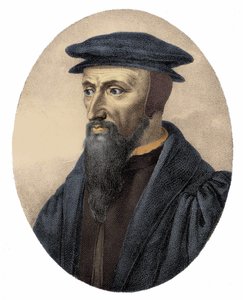 让-加尔文(1509-1564)的肖像--雕版画 作者 未知艺术家