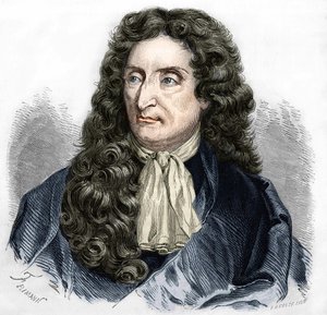 让-德-拉封丹（1621-1695）的肖像，法国诗人。 作者 未知艺术家