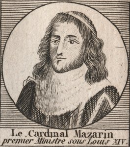 儒勒-马扎然（1602-1661）的肖像，被称为马扎然红衣主教，路易十四时期的首相--马扎然红衣主教曾担任路易十四的首席大臣--雕刻自查尔斯-康斯坦丁-勒泰利埃1821年的《法国历史教学》。 作者 未知艺术家