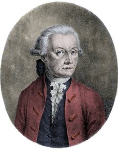 沃尔夫冈·阿玛多伊斯·莫扎特 (1756-1791) 的父亲利奥波德·莫扎特 (1719-1787) 的肖像。 作者 未知艺术家