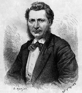路易斯-瑞尔（1844-1885）的肖像，加拿大政治家和梅蒂斯人的捍卫者。雕刻在 "青年杂志 "上。 作者 未知艺术家