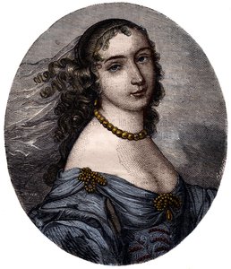 Marguerite Hessein的肖像，Sabliere夫人（1636-1693）法国沙龙女郎。19世纪的雕版画。 作者 未知艺术家