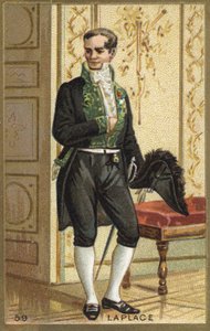 皮埃尔-西蒙-德-拉普拉斯侯爵（1749-1827）的肖像，法国天文学家、数学家和物理学家。19世纪的彩色石版画。 作者 未知艺术家