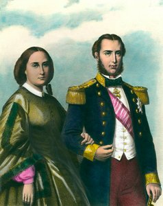 Portrait of Maximilian I (1832-1867) Emperor of Mexico and his wife Charlotte of Belgium (1840-1927). 19th century illustration. Private collection 作者 未知艺术家