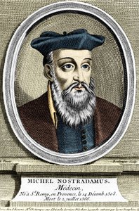 米歇尔·诺查丹玛斯（Michel Nostradamus）的肖像，医生和占星家，在 1503 年 14 月 12 日没有普罗旺斯圣雷米（Saint-Remy-de-Provence），于 1566 年 2 月 7 日去世。 17 世纪的雕刻。 作者 未知艺术家