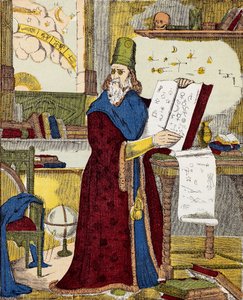 法国占星家米歇尔-德-圣母(Nostradamus)的画像--法国占星家和医生米歇尔-德-圣母(1503-1566)的画像--雕刻品 作者 未知艺术家