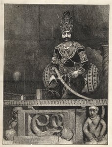 纳赛尔-艾丁（1831-1896）的肖像，波斯（伊朗）国王的肖像。又称纳赛尔丁-沙阿、纳赛尔-阿尔丁-沙阿-卡贾尔、纳赛尔丁-沙阿-卡贾尔、纳赛尔丁-沙阿-（1831-1896）-1873年 作者 未知艺术家