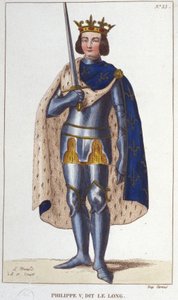 菲利普五世 (1294 - 1322) 的肖像，法国国王 1830 年版画 作者 未知艺术家