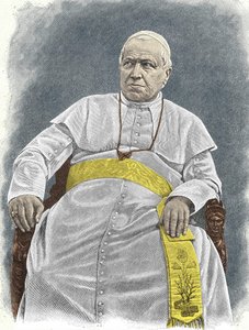 庇护九世（1792-1878），第253任教皇（1846-1878）的肖像。 作者 未知艺术家