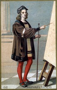 拉斐尔（Raffaello Sanzio 1483 - 1520）的肖像。19世纪末的彩色石版画。 作者 未知艺术家