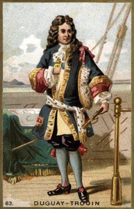 Rene Duguay Trouin（Duguay-Trouin）（Rene Trouin du Gue dit）（1673-1736）的肖像，法国水手。19世纪的彩色石版画。 作者 未知艺术家