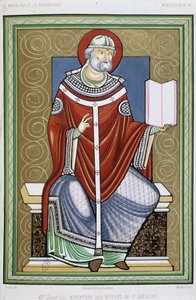 Portrait of Saint Gregory, chromo 19th from miniature of the Epistles of Saint Gregory 作者 未知艺术家