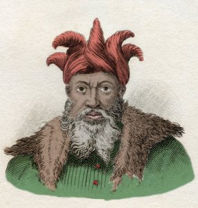 萨拉丁肖像 (1138-1193) (Salah al Din Yusuf al-Ayyubi (al Ayyubi) 在埃及对抗十字军的军事指挥官。19 世纪的雕刻。 作者 未知艺术家