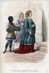 耶路撒冷的西比拉（Jerusalem Sibylle）（约1160-1190）的肖像，耶路撒冷的公主和女王。1842年莫里斯-拉夏尔在《教皇的历史》中的雕刻。私人收藏。 作者 未知艺术家