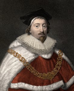 爱德华·科克爵士 (1552-1634) 的肖像，英国法学专家 - 19 世纪的彩色雕刻 作者 未知艺术家