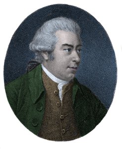 约瑟夫·班克斯爵士 (1743-1820) 的肖像，英国探险家和博物学家。 19 世纪的彩色雕刻。 作者 未知艺术家